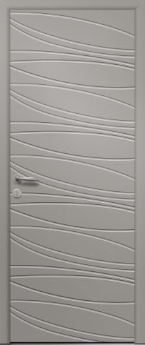 Porte d’entrée moderne en aluminium BRUNELLE poignée New York coloris RAL 7030 Finitions mat gamme PASSAGE