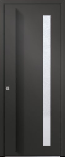 Porte d’entrée vitrée moderne en aluminium CIPOLIN 1 poignée en saillie à la couleur de l'ouvrant coloris RAL 7016 Finitions granité gamme PASSAGE