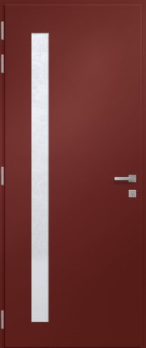 Porte d'entrée vitrée en aluminium GRAPHITE 1 intérieur RAL 3004 rouge pourpre poignée DALLAS