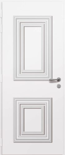 Porte d'entrée en aluminium MORENO PLEIN intérieur laqué blanc poignée New York