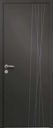 Porte d’entrée moderne PARME en aluminium poignée New york coloris RAL 7016 Finitions granité gamme PASSAGE