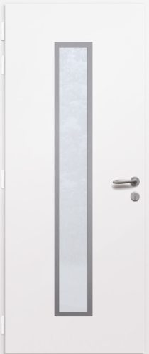 Porte d'entrée vitrée en aluminium PASTO 1 intérieur laqué blanc poignée New York