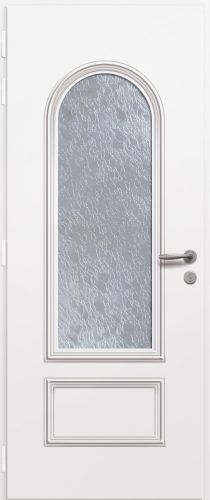 Porte d'entrée vitrée en aluminium POLARIS 1L intérieur laqué blanc poignée New York
