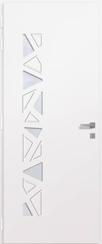 Porte d'entrée vitrée en aluminium PYRITE 6 intérieur laqué blanc poignée DALLAS