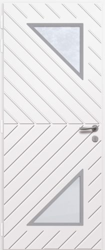 Porte d'entrée vitrée en aluminium SINOPLE 2 intérieur laqué blanc poignée NEW YORK