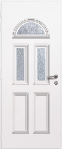 Porte d'entrée vitrée en aluminium SIRIUS 3 intérieur laqué blanc poignée New York