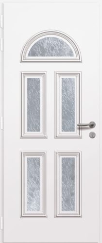 Porte d'entrée vitrée en aluminium SIRIUS 5 intérieur laqué blanc poignée New York