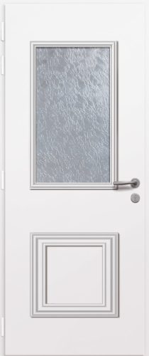 Porte d'entrée vitrée en aluminium SPENCER 1 intérieur laqué blanc poignée New York