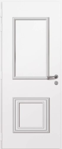 Porte d'entrée en aluminium SPENCER PLEIN intérieur laqué blanc poignée New York