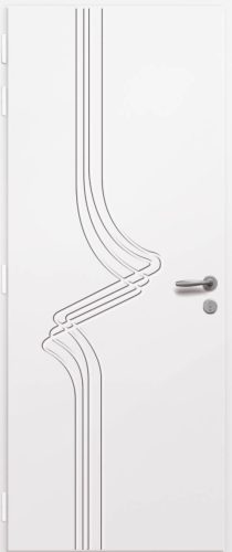 Porte d'entrée en aluminium VERMEIL intérieur laqué blanc poignée New York