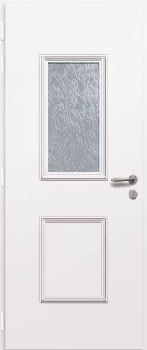 Porte d'entrée vitrée en aluminium VERSEAU 1L intérieur laqué blanc poignée New York