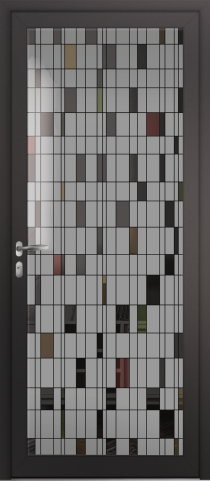 Porte d’entrée grand vitrage moderne DAME en aluminium poignée NEW YORK coloris RAL 7016 noir Finitions mat gamme PASSAGE