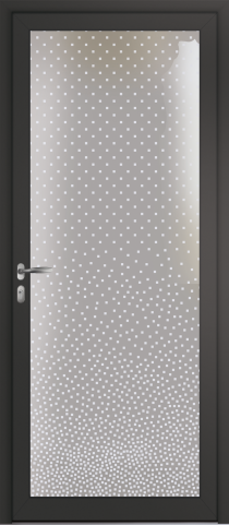 Porte d’entrée grand vitrage moderne INTEMPOREL impression blanche en aluminium poignée NEW YORK coloris RAL 7016 noir Finitions mat gamme PASSAGE