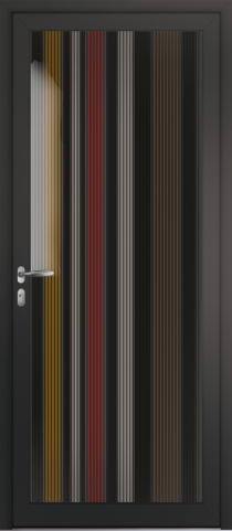 Porte d’entrée grand vitrage moderne MOIRE couleurs en aluminium poignée NEW YORK coloris RAL 7016 noir Finitions mat gamme PASSAGE