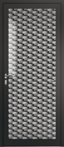 Porte d’entrée grand vitrage moderne PIXEL en aluminium poignée NEW YORK coloris RAL 7016 noir Finitions mat gamme PASSAGE