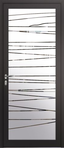 Porte d’entrée grand vitrage moderne WESER en aluminium poignée NEW YORK coloris RAL 7016 noir Finitions mat gamme PASSAGE