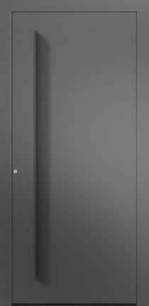 Porte d’entrée moderne ILLUSION ASP1 en aluminium poignée en saillie à la couleur de l'ouvrant coloris RAL 2400 granité gamme CARPE DIEM
