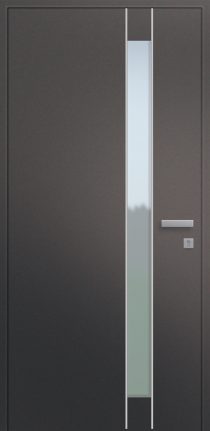 Porte d'entrée vitrée haut de gamme en aluminium MEDITATION ASV2 face intérieure poignée prestige et joncs alunox