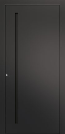 Porte d’entrée moderne MIRAGE ASP1 en aluminium poignée intégrée coloris RAL 7012 gamme CARPE DIEM