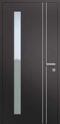 Porte d'entrée vitrée haut de gamme en aluminium MIRAGE ASV2 face intérieure poignée prestige et joncs alunox