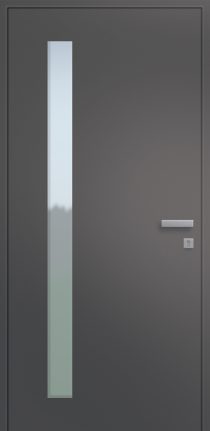 Porte d'entrée vitrée haut de gamme en aluminium SONGE ASV1 face intérieure poignée prestige