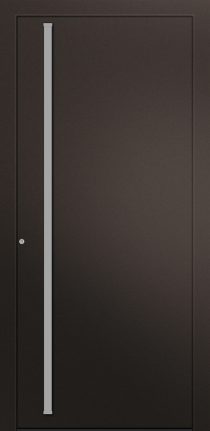 Porte d’entrée moderne UTOPIE ASP1 en aluminium poignée barre de tirage verticale inox coloris RAL 2650 brun Finitions sablé gamme CARPE DIEM