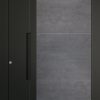 Porte d’entrée moderne CALPIS en aluminium et céramique gris anthracite poignée intégrée coloris RAL 7016 Finitions granité gamme CARPE DIEM
