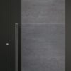 Porte d’entrée moderne CANTHARE en aluminium et céramique béton poignée incrustée en céramique anthracite coloris RAL 7021 Finitions granité gamme CARPE DIEM