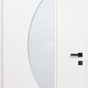 Porte d'entrée vitrée en aluminium HANDY 1 intérieur laqué blanc poignée DALLAS noire
