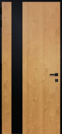 Porte d'entrée en aluminium Teck intérieur chêne irlandais poignée DALLAS noire