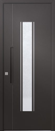 Porte d’entrée vitrée moderne TOURBE 1 en aluminium poignée intégrée coloris RAL 2100 noir Finitions sablé gamme PASSAGE
