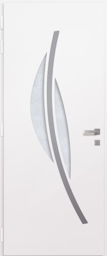 Porte d'entrée vitrée en aluminum VALERIANE 2 intérieur laqué blanc poignée DALLAS